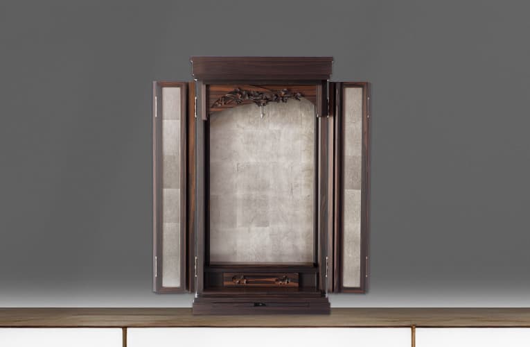 創価学会仏壇 上置 本黒檀正三方 凛白