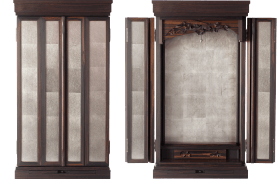 創価学会仏壇 上置 本黒檀正三方 凛白