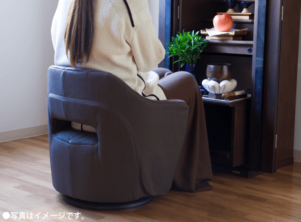 【予約販売】【別注】唱題用イス 回転式　カルラ　ブルーグレー