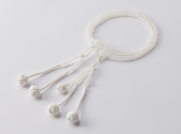 【11・18記念】【限定1連】高級念珠　ホワイトオニキス　白手毬房S(女性向き)