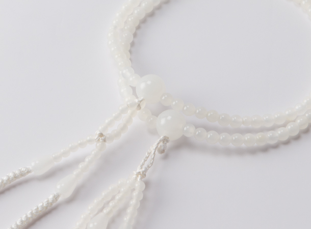 【11・18記念】【限定1連】高級念珠　ホワイトオニキス　白手毬房S(女性向き)